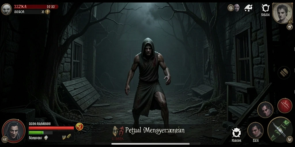 Tampilan gameplay menyeramkan dari 33ZK menampilkan suasana horor yang mencekam.