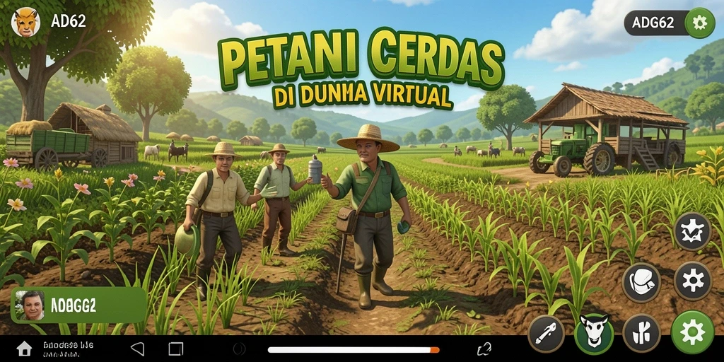Tampilan gameplay ADG62 menunjukkan aktivitas bertani yang menyenangkan.