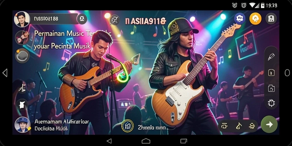 Tampilan utama ASIA918 dengan berbagai pilihan musik dan fitur interaktif.