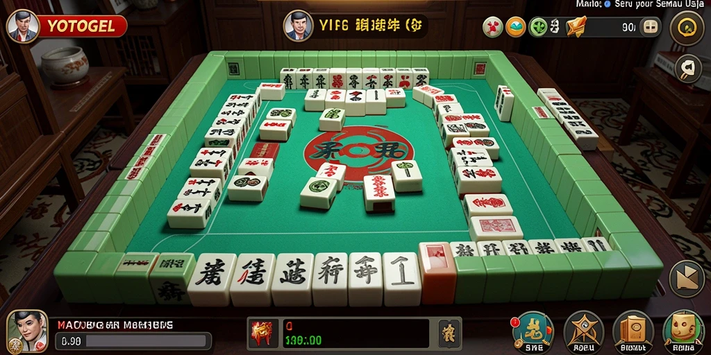 Tangkapan layar permainan YOTOGEL yang menampilkan ubin Mahjong menarik.